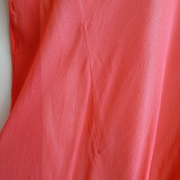POLECI 100% Silk Cape Sleaveless Blouse in Bright Coral Red Pink Orange - Picture 12 of 16
